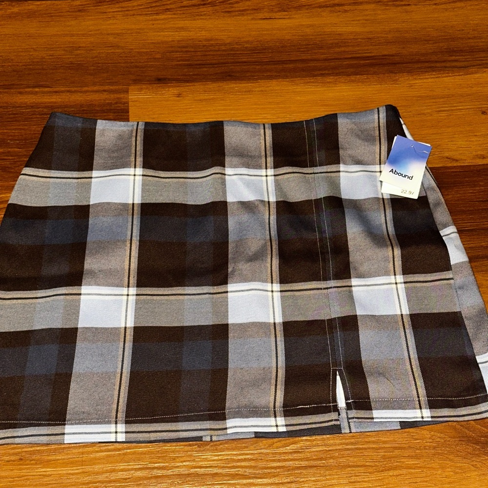 Abound Women's Plaid Pencil Skirt - Black, Gray, and Brown